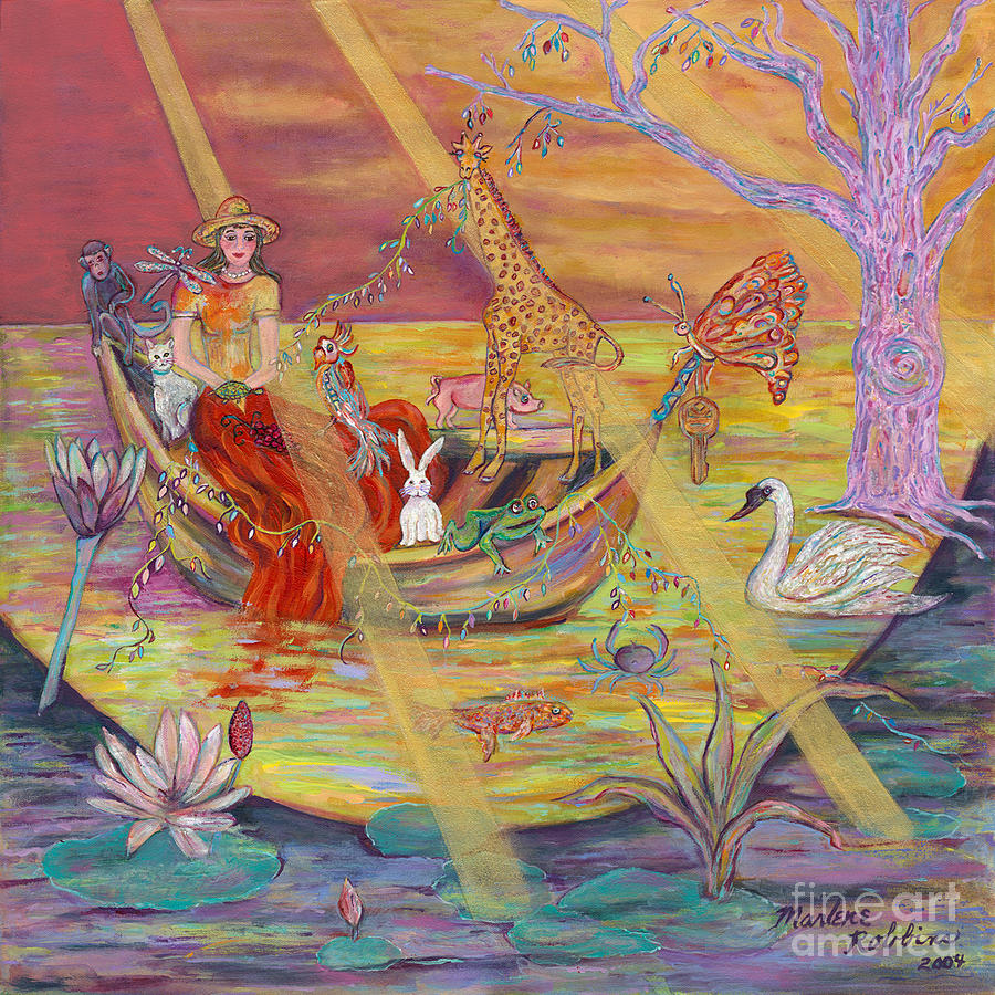 Swan Painting - Rosa s Ark by Marlene Robbins