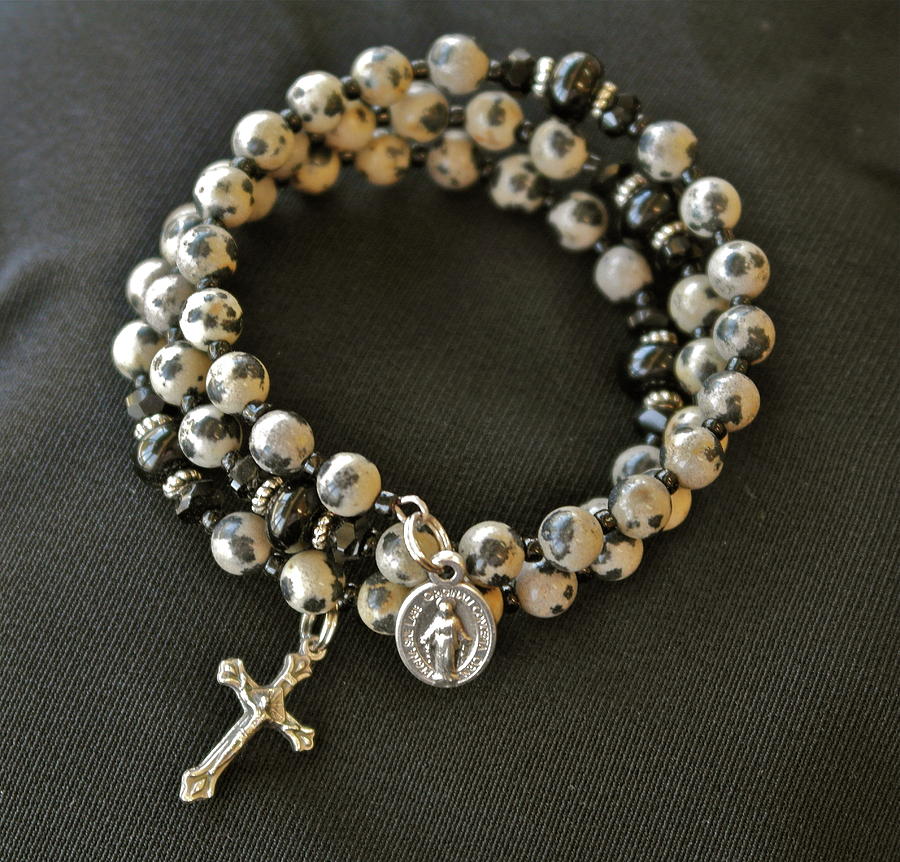 Rosary Bracelet of Dalmatian Jasper Jewelry by Michele Myers