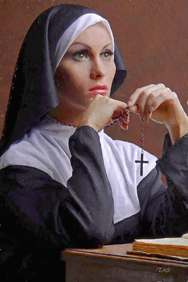 Rosary Nun Painting by Trinity Art Studio