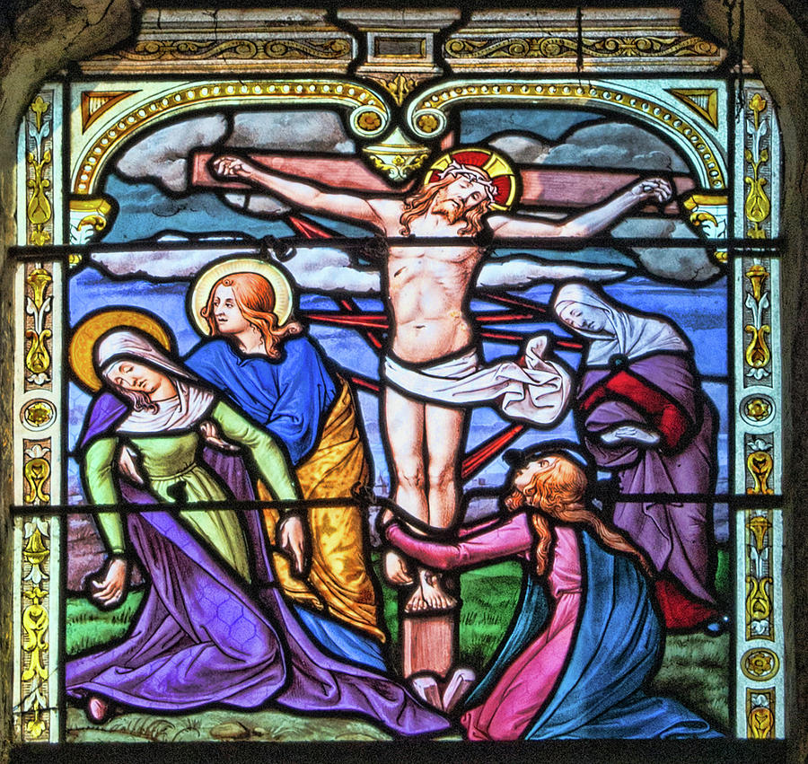 Rosary Window - Fifth Sorrowful Mystery - Jesus is crucified Photograph ...