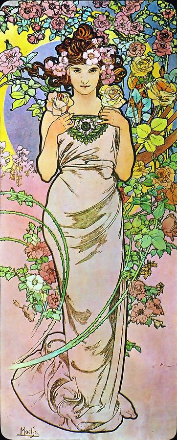 Rose Painting by Alphonse Mucha