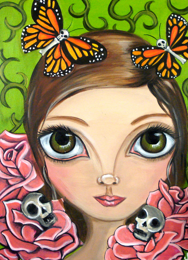 Fairy Painting - Rose Amongst the Butterflies by Jaz Higgins