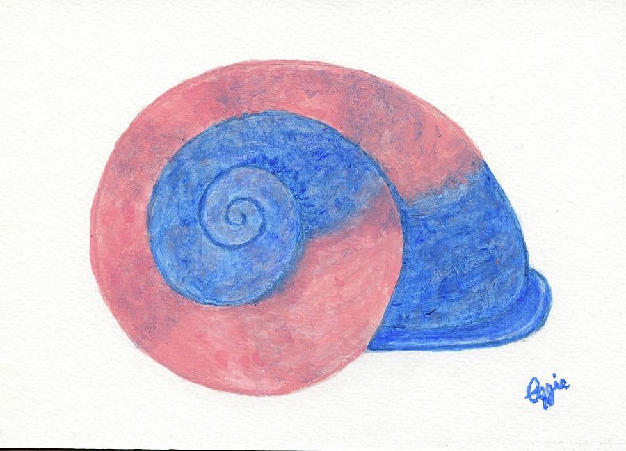 Rose and Blue Shell Painting by Stephanie Agliano