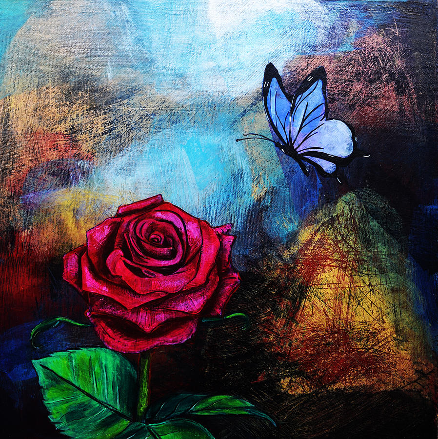Rose and Butterfly 1 Painting by Stephen Humphries