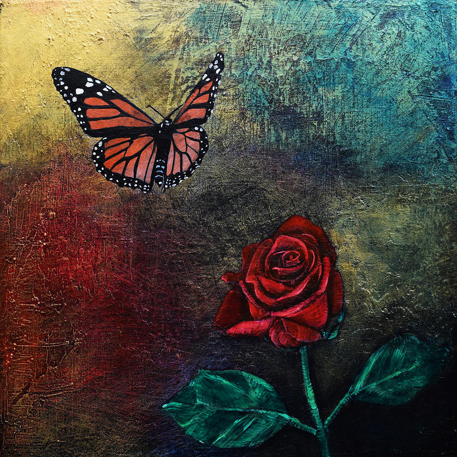 Rose and Butterfly 2 Painting by Stephen Humphries