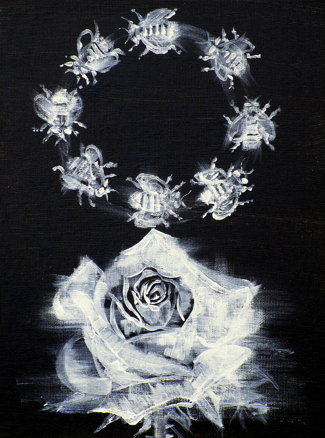 Rose And Circle Of Bees Painting by Fabrizio Cassetta