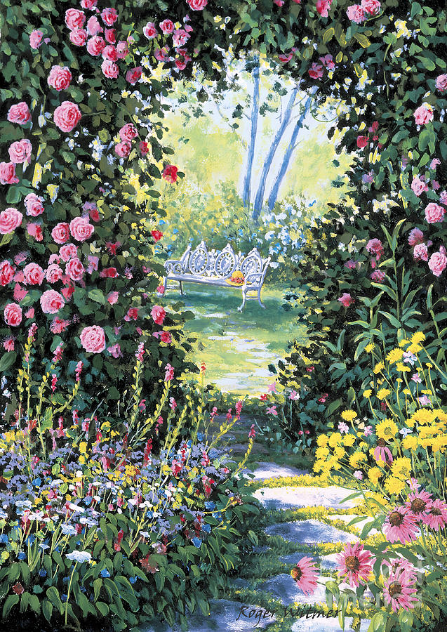 Rose Arbor Painting by Roger Witmer