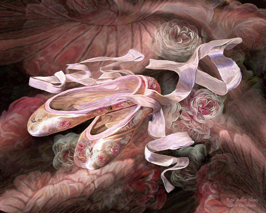 Rose Ballet Shoes Mixed Media by Carol Cavalaris
