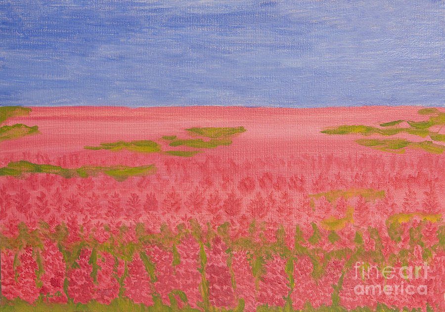 Rose-bay meadow, painting Painting by Irina Afonskaya
