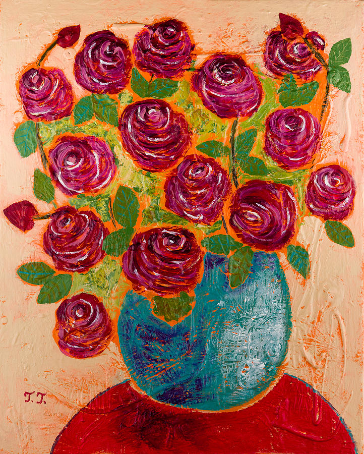 Rose Bouquet Painting by Teodora Totorean