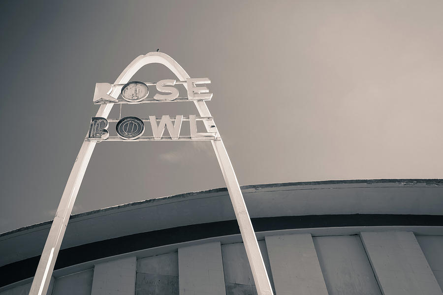 Tulsa Photograph - Rose Bowl Tulsa Route 66 - Monochrome by Gregory Ballos
