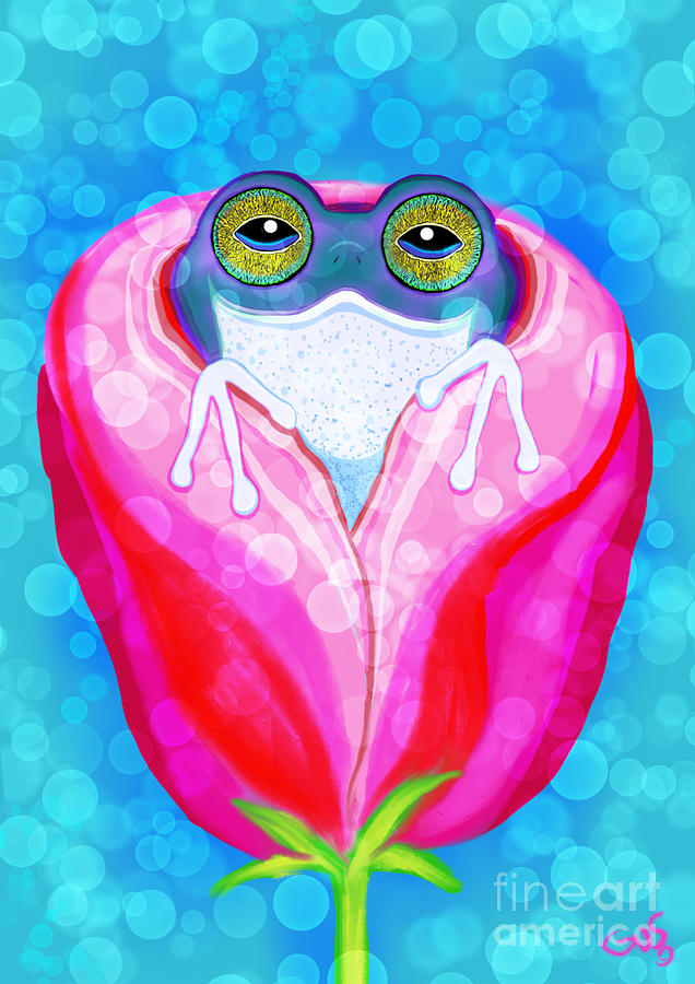 Rose City Rain Frog Painting by Nick Gustafson