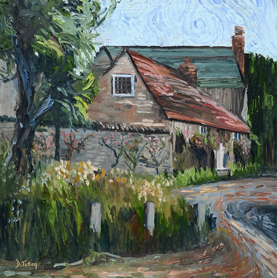 Rose Cottage Painting by Donna Tuten