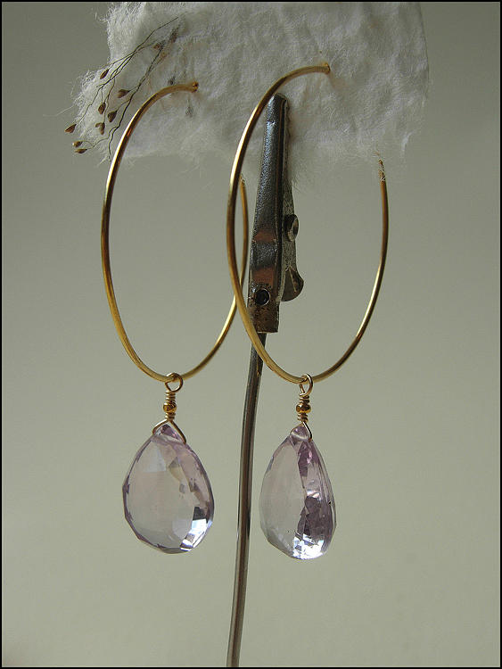 Rose De France Briolettes On Gold Sliver Hoops Jewelry by Adove Fine ...