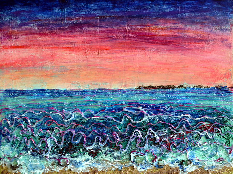 Rose Dusk Beach Painting by Regina Valluzzi