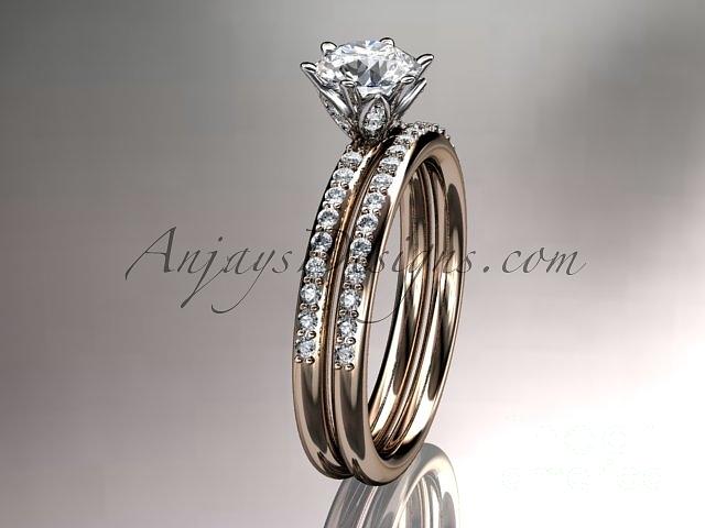 Diamond Engagement Ring Jewelry - rose gold diamond unique engagement ring wedding ring ADER145S by AnjaysDesigns com