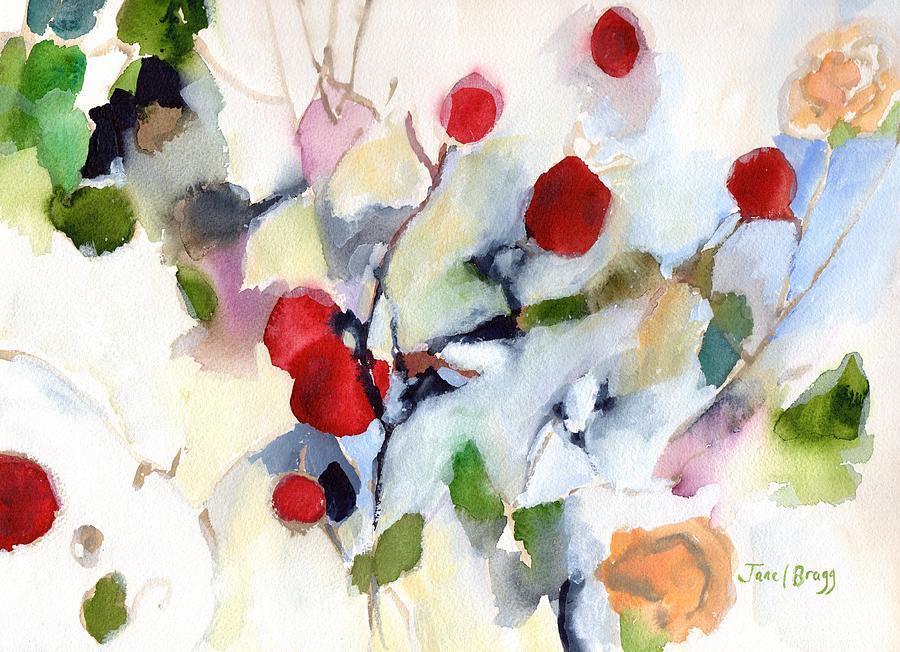 Flower Painting - Rose Hips at Christmas II by Janel Bragg