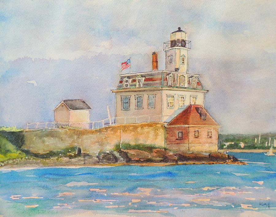 Nature Painting - Rose Island Lighthouse Newport RI by Patty Kay Hall