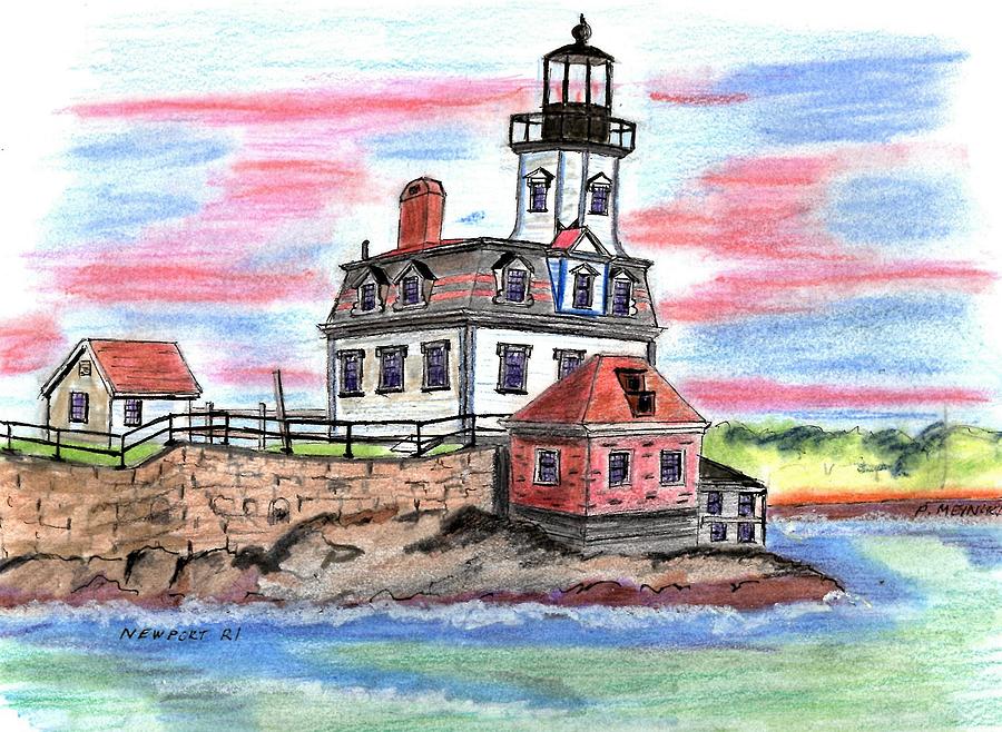 Rose Island Lighthouse Drawing by Paul Meinerth