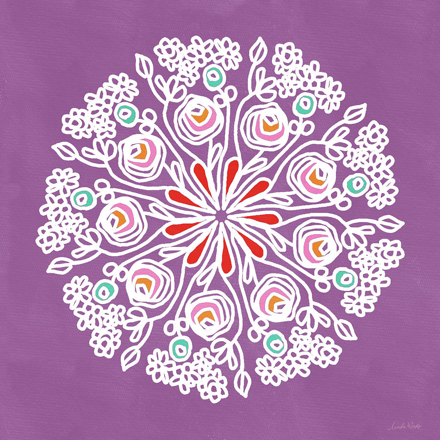 Rose Mandala 1- Art by Linda Woods Mixed Media by Linda Woods