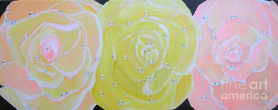 Rose Medley with Dewdrops Painting by Karen Jane Jones