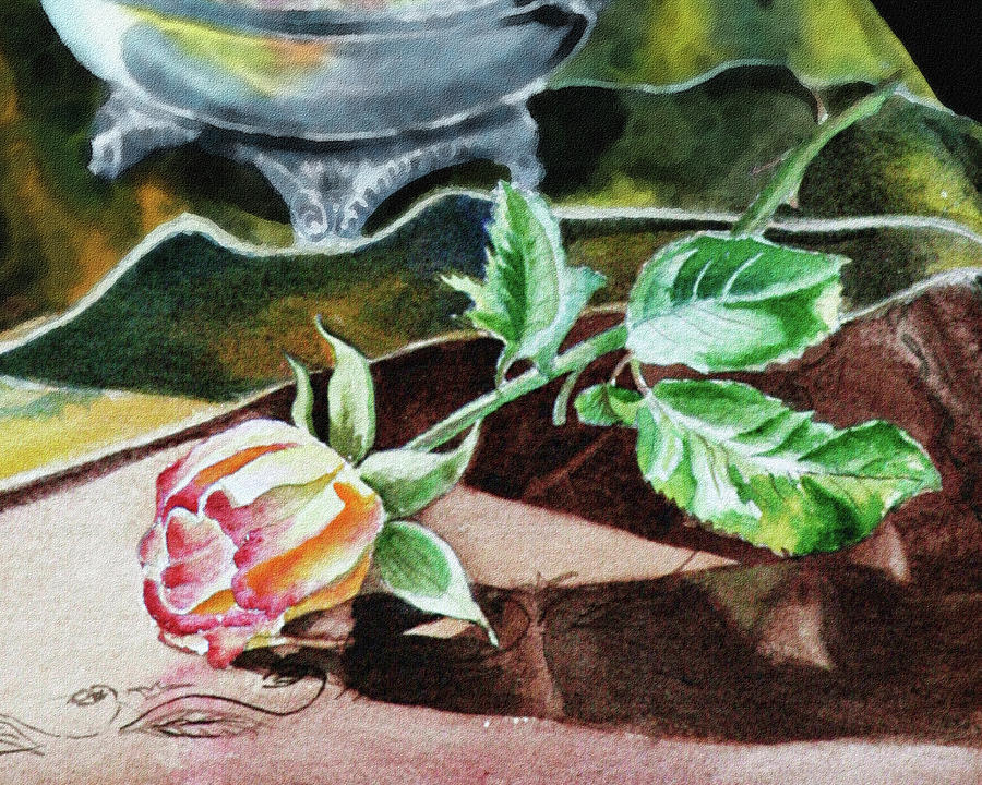 Rose Still Life Watercolor Realism  Painting by Irina Sztukowski