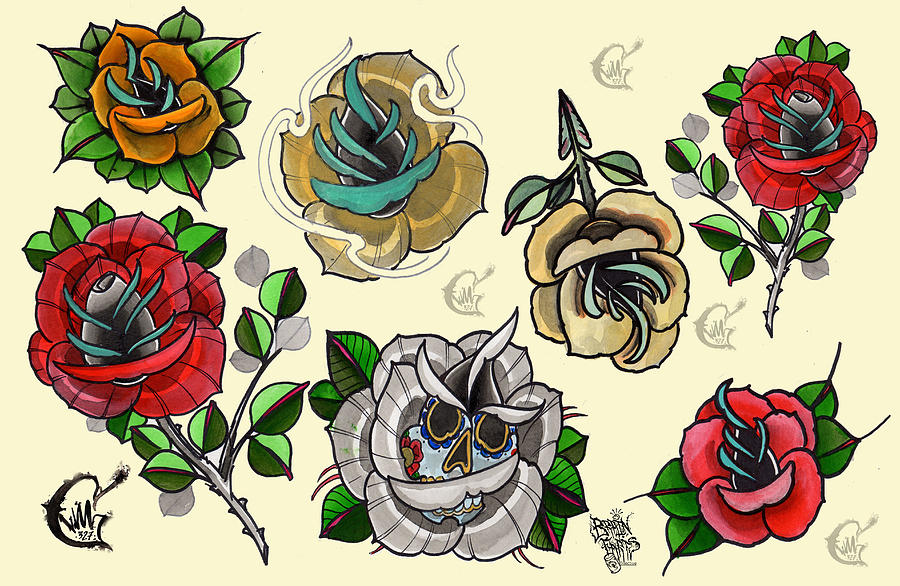 Rose Tattoo Flash tattoo ink monochrome fictional Character png   PNGWing