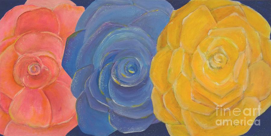 Rose Trio Painting by Karen Jane Jones