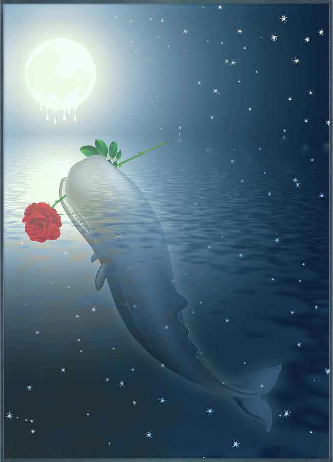 Rose whale Digital Art by Harald Dastis