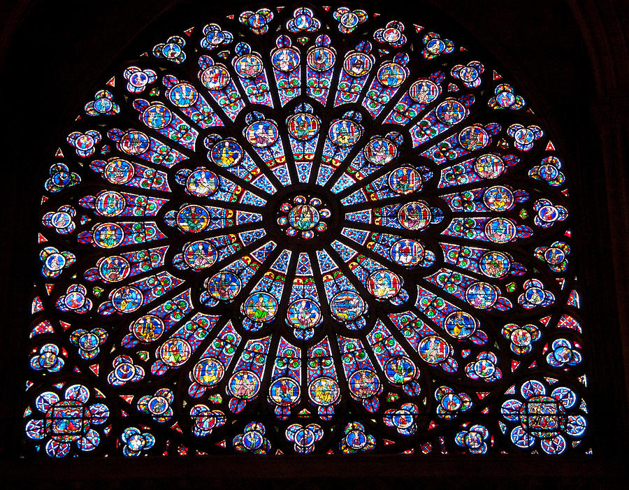 Romanesque Photograph - Rose Window at Notre Dame Cathedral Paris by Jon Berghoff