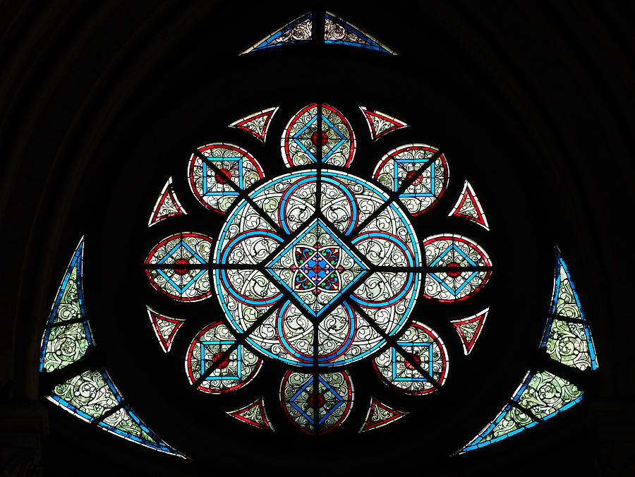 Rose window of Amiens Cathedral Glass Art by Photographed by Alf van Beem