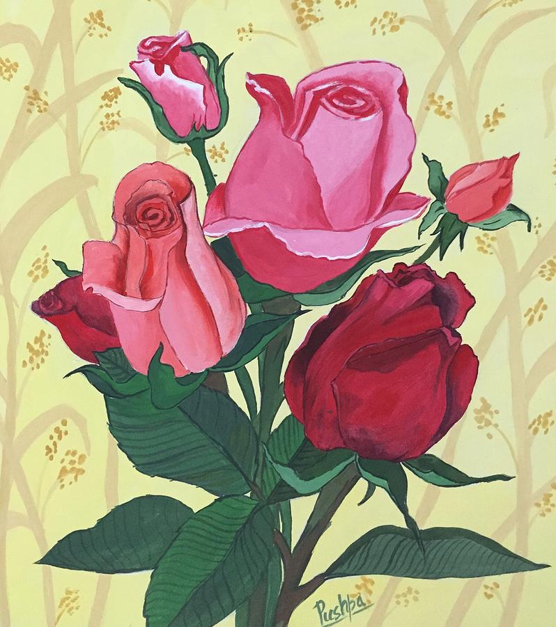 Rose Painting - Rose with Roses by Pushpa Sharma