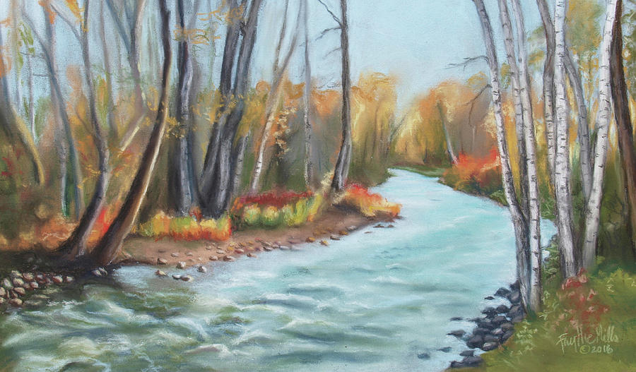 Fall Drawing - Rosebud Creek, Montana by Faythe Mills