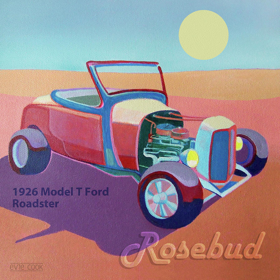 Car Digital Art - Rosebud Model T Roadster by Evie Cook