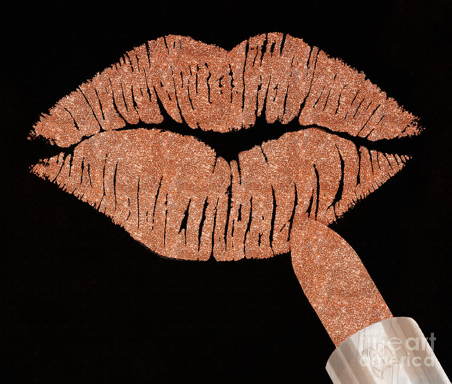Rosegold Kiss metallic glitter fashion art Digital Art by Tina Lavoie
