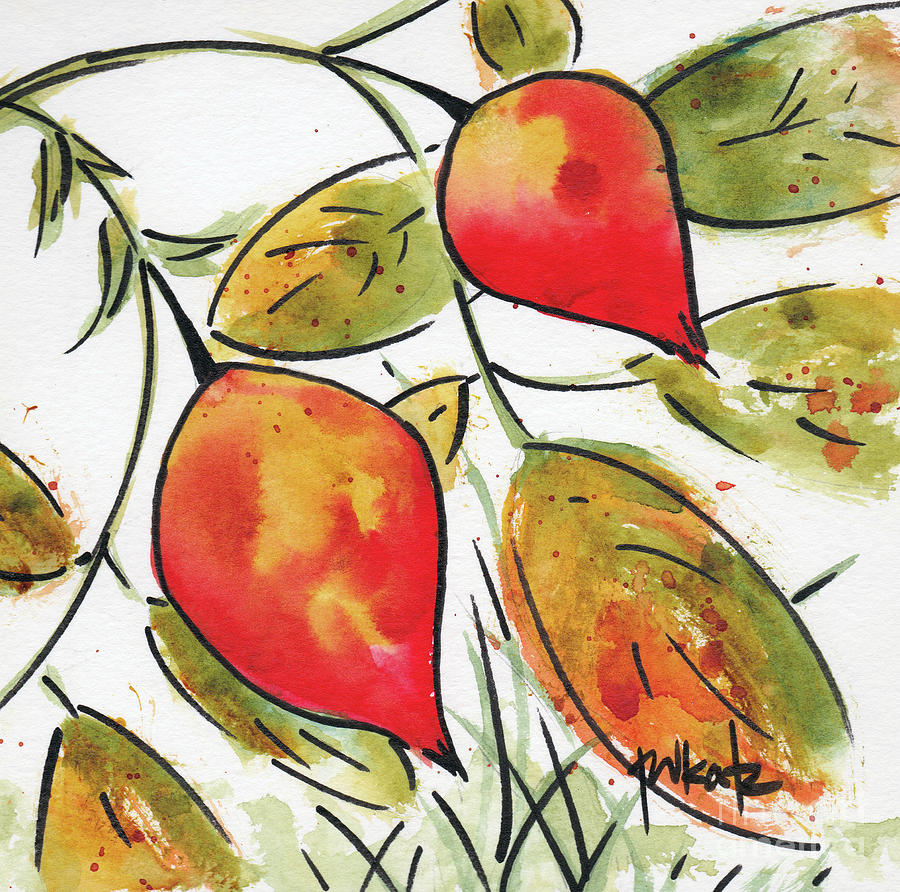 Rosehips In Autumn Painting by Pat Katz