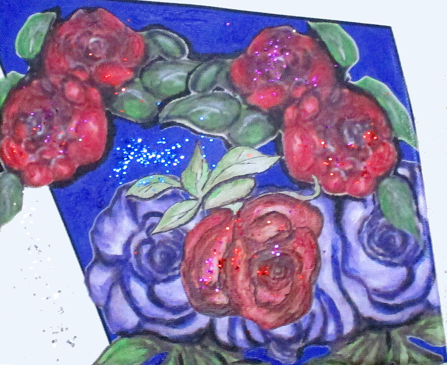 Roses And Blue Mixed Media by Clyde J Kell