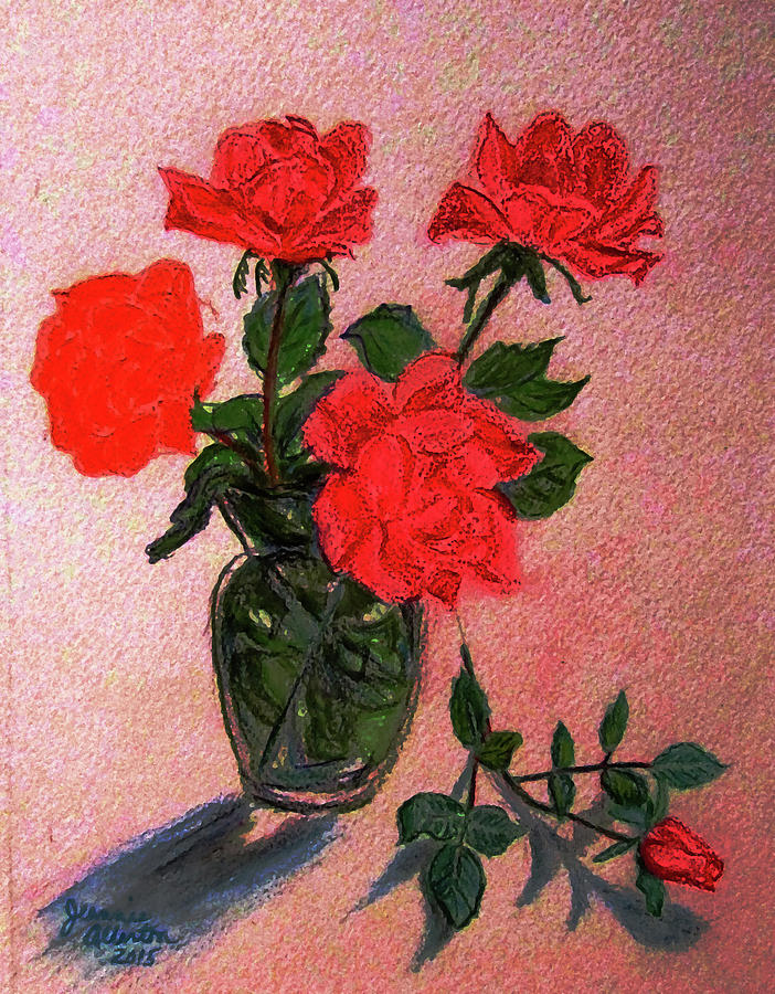 Roses and Fallen Rosebud  Digital Art by Jeannie Allerton