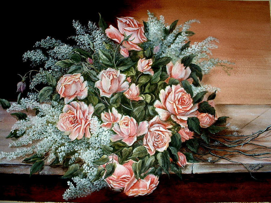 Roses and lilacs Painting by Patricia Rachidi