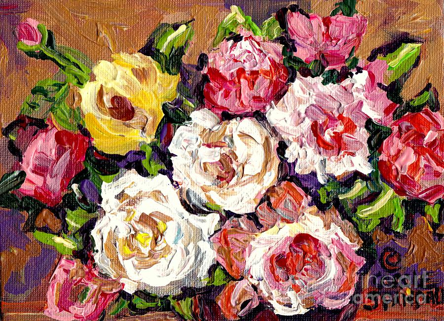 Roses And More Roses Colorful Floral Bouquet Original Painting By Carole Spandau                     Painting by Carole Spandau
