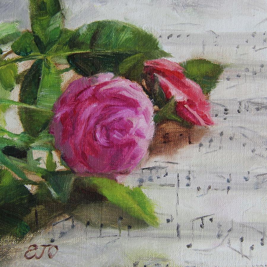 Roses and Music Painting by Emily Olson