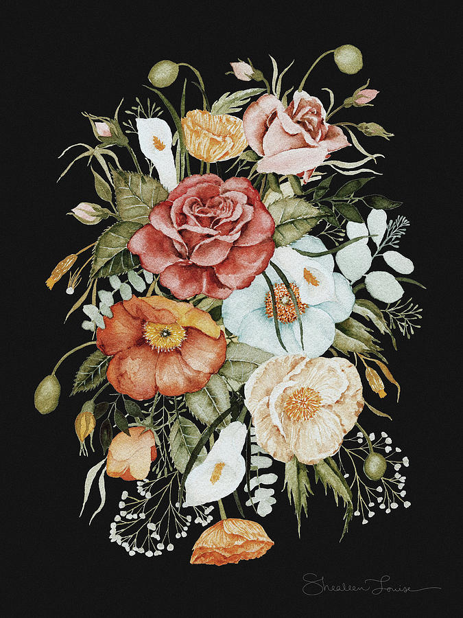 Florals Painting - Roses and Poppies Bouquet by Shealeen Louise