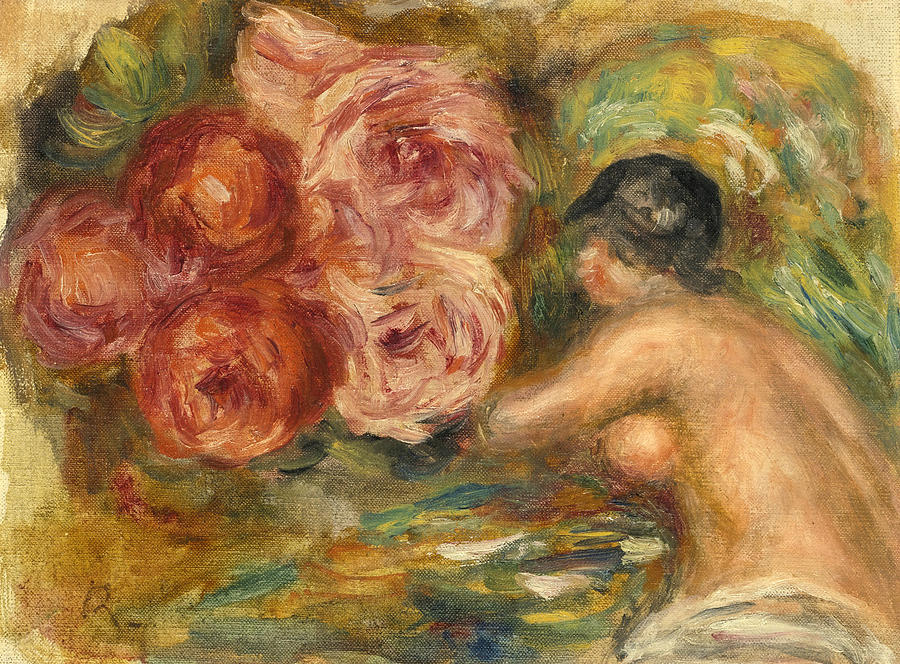 Roses and Study of Gabrielle Painting by Pierre-Auguste Renoir