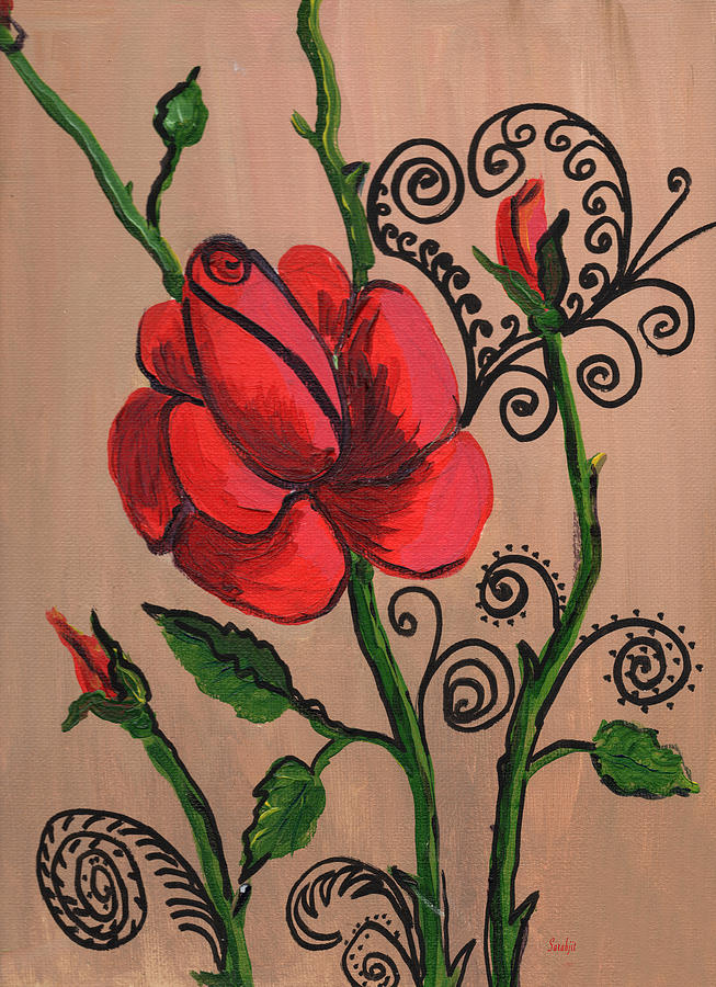 Roses are red... Painting by Sarabjit Singh