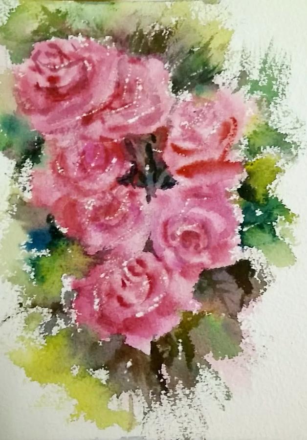 Roses Painting by Asha Sudhaker Shenoy
