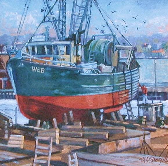 Roses Boat Yard Painting by Michael McDougall