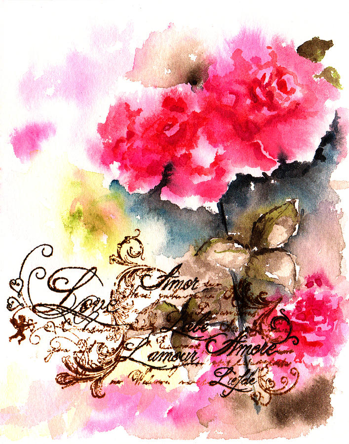 Roses card Painting by Isabel Salvador