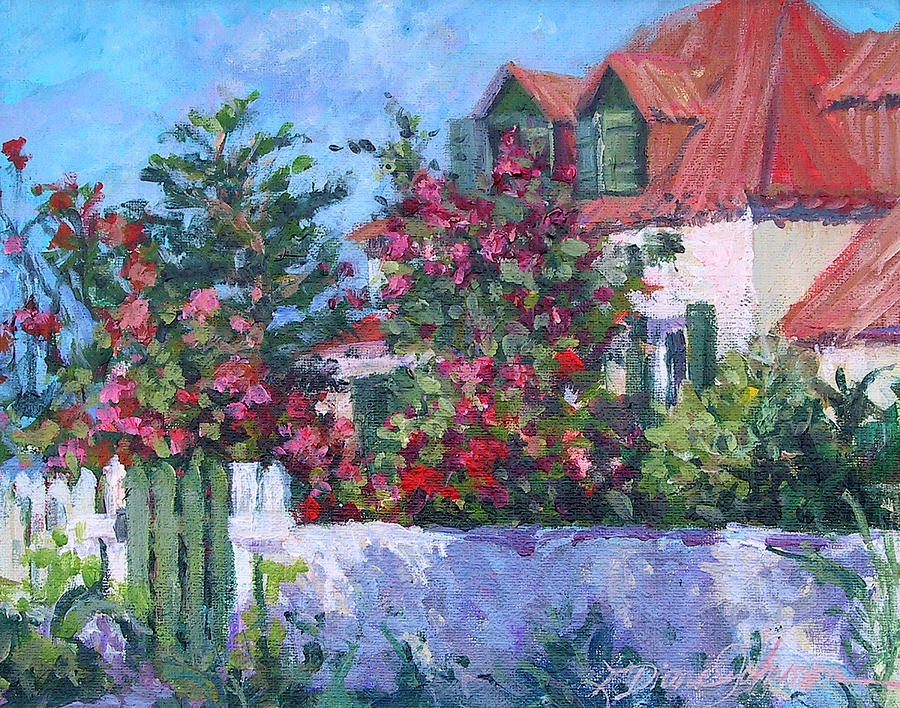 Roses Cottage Painting by L Diane Johnson