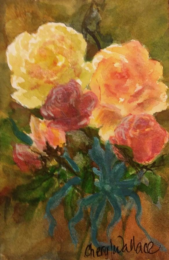 Roses for Jackie Painting by Cheryl Wallace