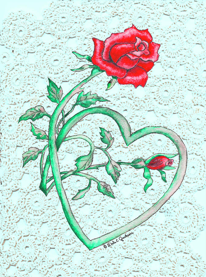 Roses Hearts And Lace Flowers Design Painting